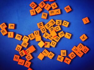 Scrabble letter tiles